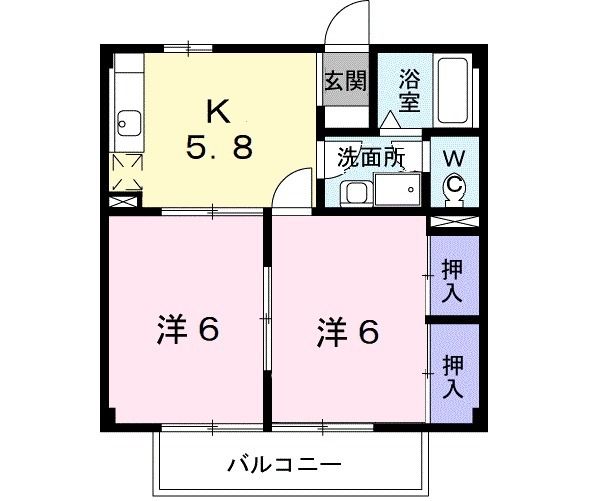 笛吹市石和町砂原のアパートの間取り