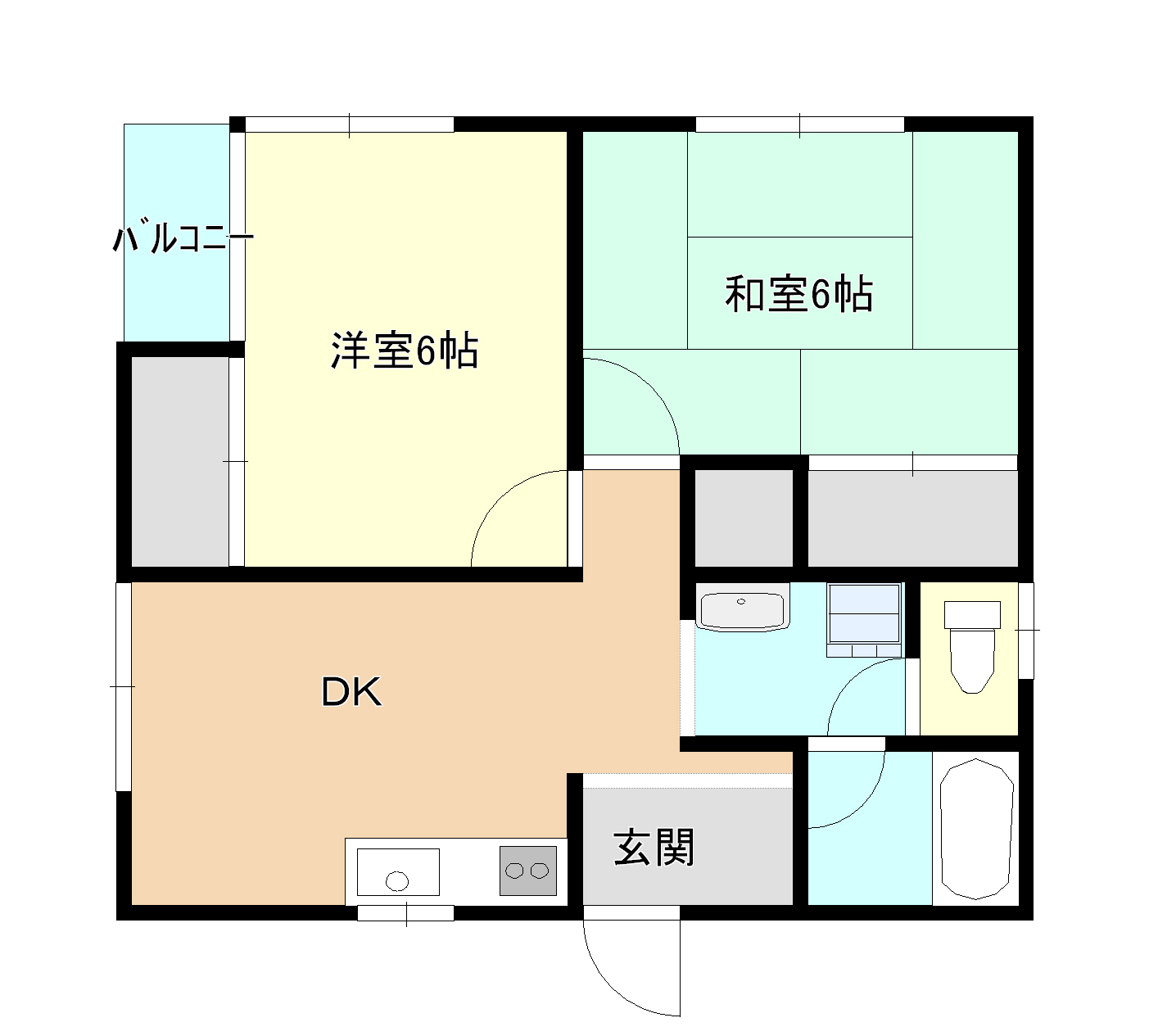 【岡山市南区大福のアパートの間取り】