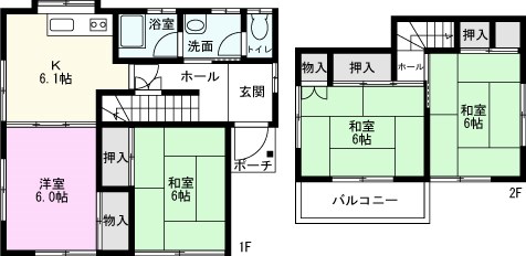 西八木崎貸家の間取り