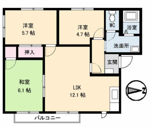 西条市古川甲のアパートの間取り