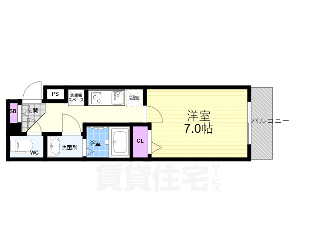 京都市中京区壬生賀陽御所町のマンションの間取り