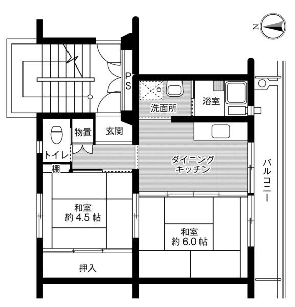 田辺市目良のマンションの間取り