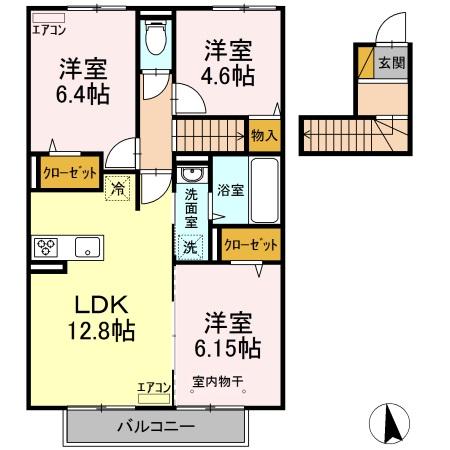 千葉市中央区都町のアパートの間取り