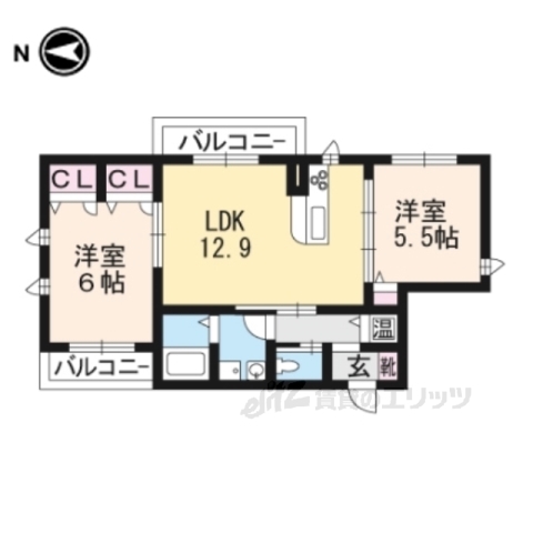 【京都市南区久世殿城町のアパートの間取り】