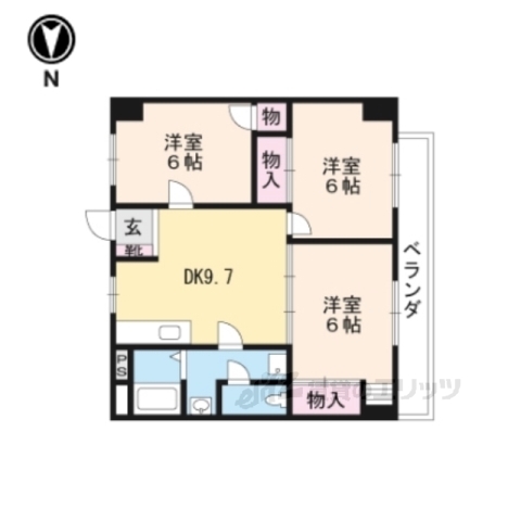 京都市南区上鳥羽苗代町のマンションの間取り