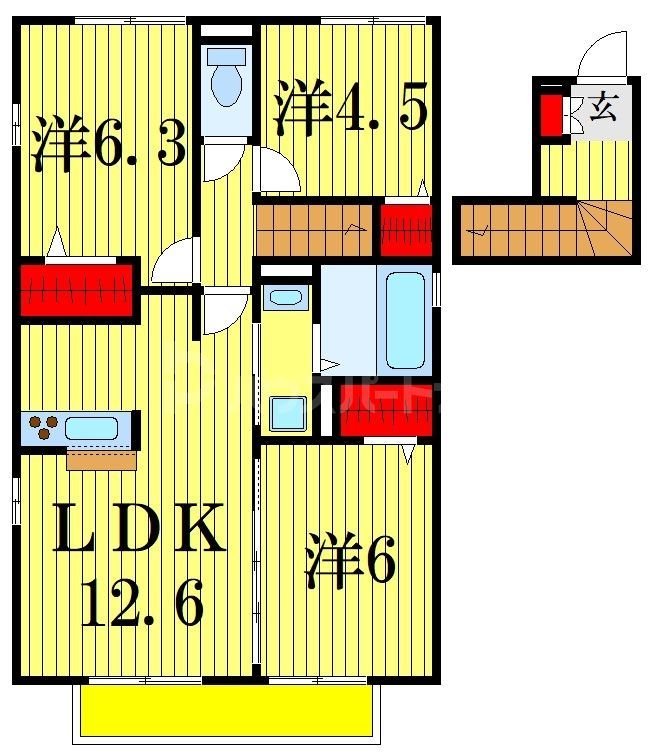 市川市南八幡のアパートの間取り