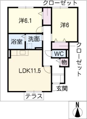 サンライズヒルズＢ棟の間取り