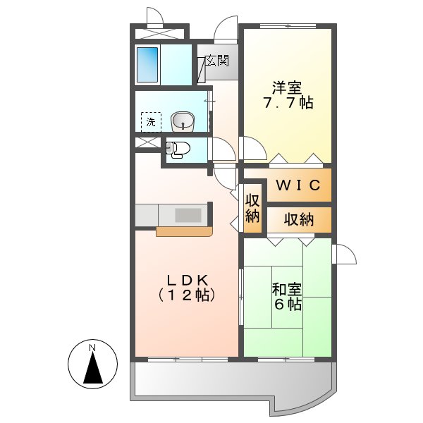 倉敷市浜ノ茶屋のマンションの間取り