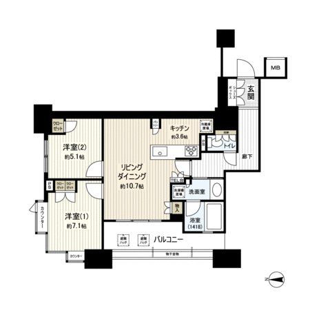 ブランズタワー南堀江の間取り