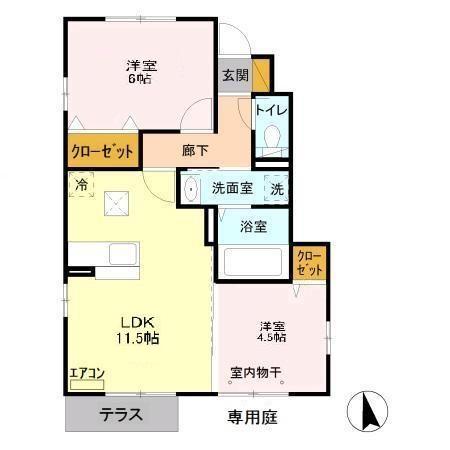 【袖ケ浦市蔵波台のアパートの間取り】