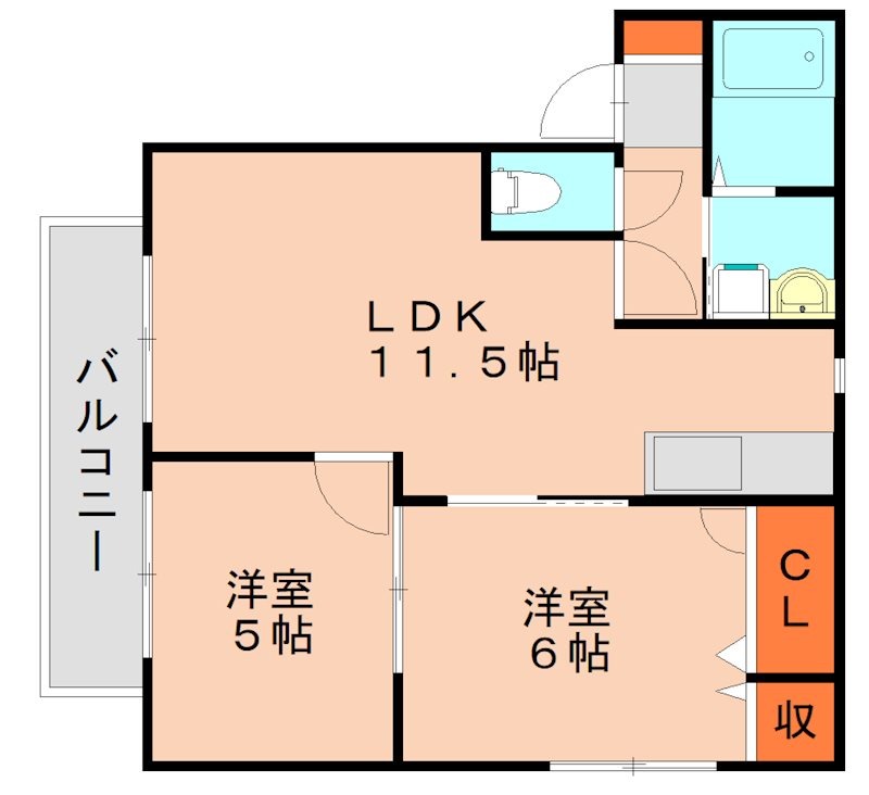 【糟屋郡粕屋町長者原西のアパートの間取り】