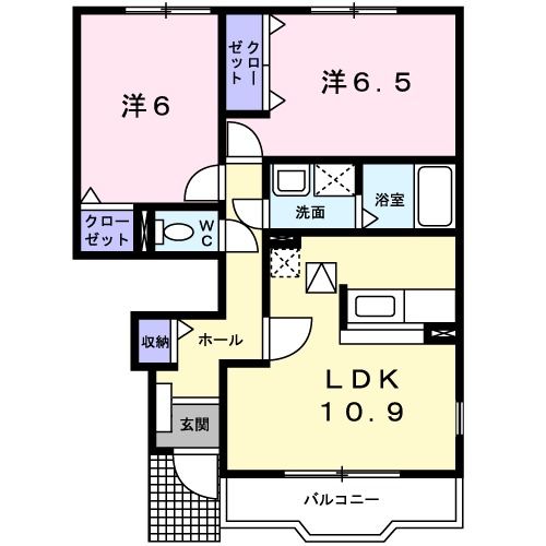 泉佐野市南中樫井のアパートの間取り