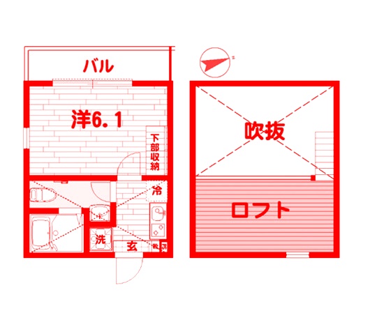 【横浜市緑区長津田のアパートの間取り】