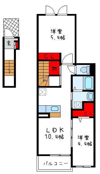 八尾市南本町のアパートの間取り