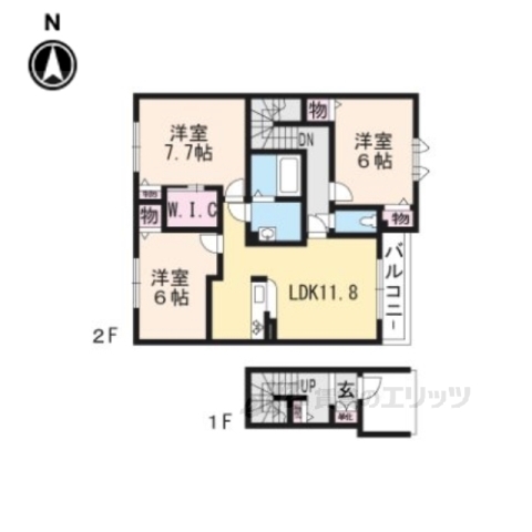 木津川市木津のアパートの間取り