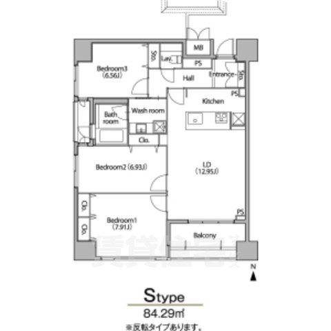 名古屋市中区栄のマンションの間取り