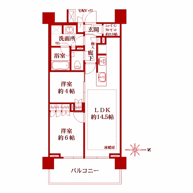 川崎市中原区上新城のマンションの間取り