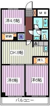 ＪＲ埼京線 武蔵浦和駅 徒歩10分 6階建 築39年の間取り写真