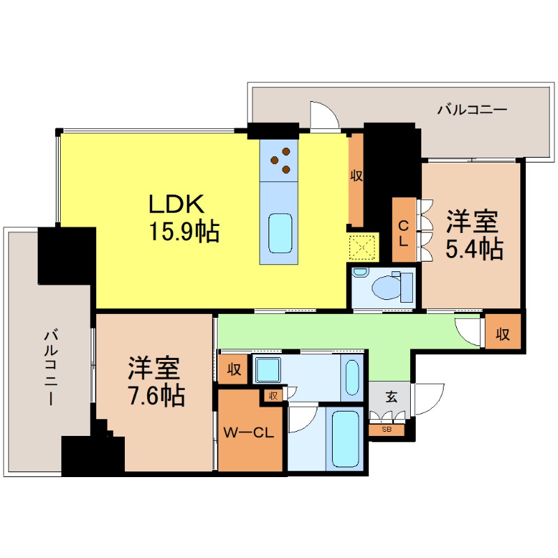 地下鉄鶴舞線 大須観音駅 徒歩9分 27階建 築8年の間取り写真