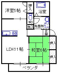 那須塩原市西朝日町のアパートの間取り