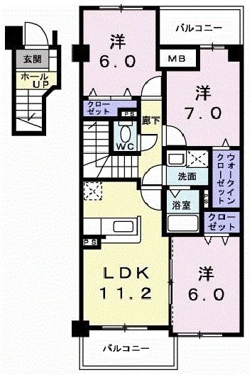 四国中央市三島宮川のマンションの間取り