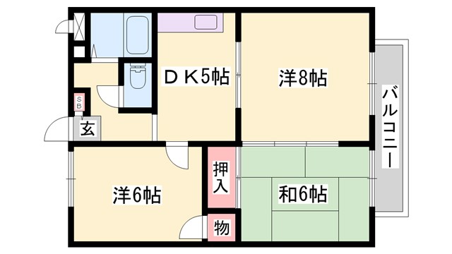 【加古川市別府町新野辺のマンションの間取り】