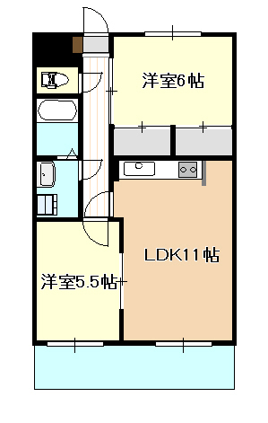 岡山市北区川入のマンションの間取り