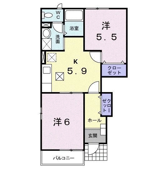 新居浜市上原のアパートの間取り