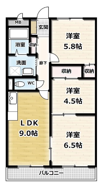 サウスヴィラ田辺の間取り