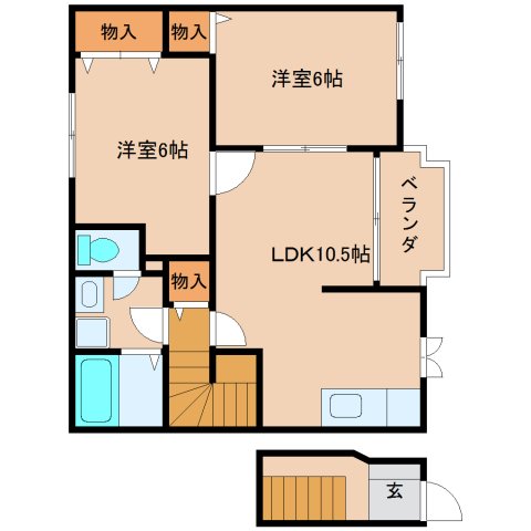 橿原市五条野町のアパートの間取り