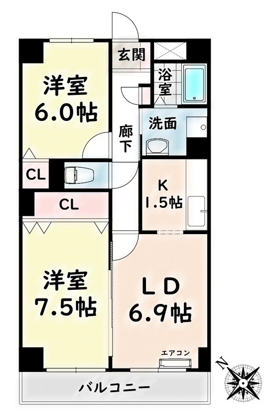 名古屋市瑞穂区明前町のマンションの間取り