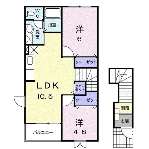 大崎市鹿島台平渡のアパートの間取り