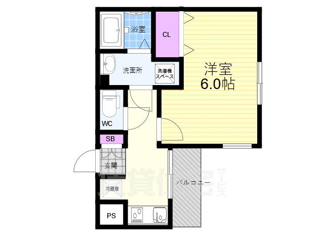 京都市中京区壬生賀陽御所町のマンションの間取り