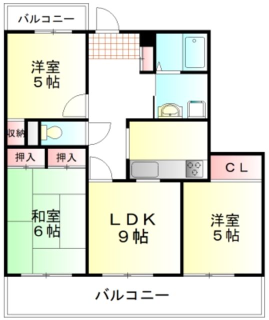 川越市大字的場のマンションの間取り