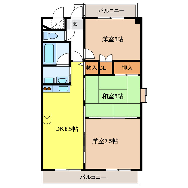 岐阜市宇佐南のマンションの間取り