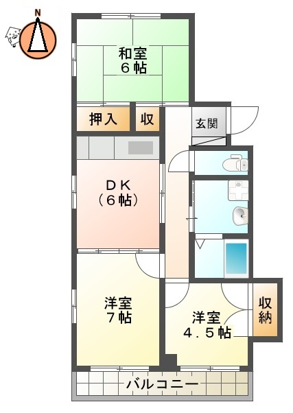 徳島市北佐古二番町のマンションの間取り