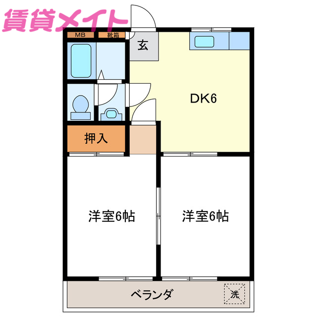 伊勢市上地町のアパートの間取り