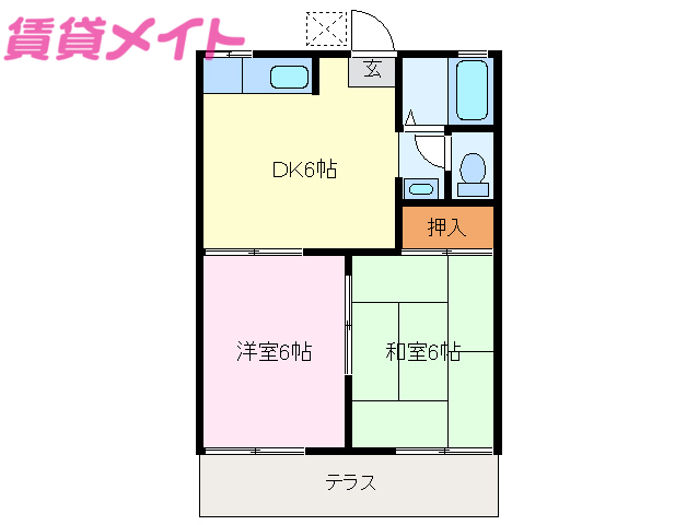 松阪市下村町のアパートの間取り