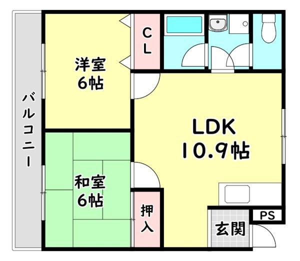 寝屋川市香里北之町のマンションの間取り