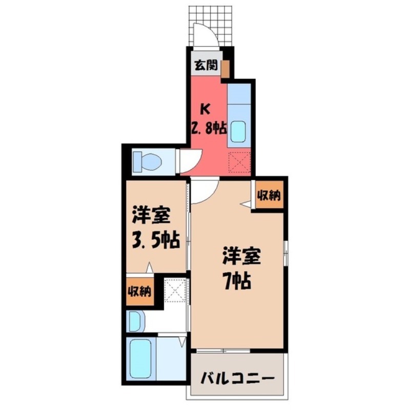 【宇都宮市竹林町のアパートの間取り】