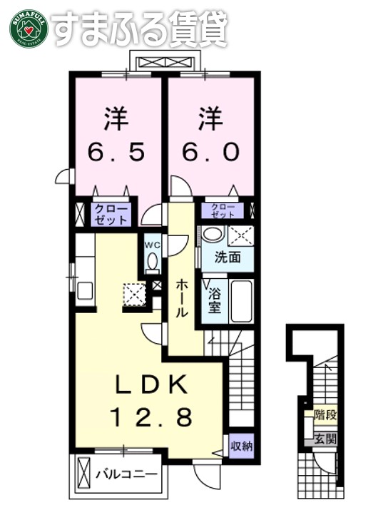 西尾市羽塚町のアパートの間取り