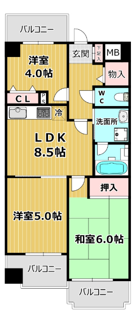 リーガル塚本の間取り