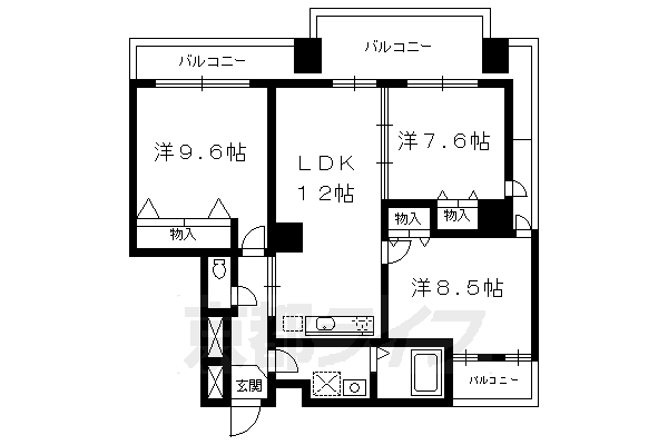 京都市上京区薬師町のマンションの間取り