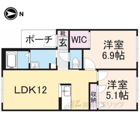 舞鶴市行永東町のアパートの間取り