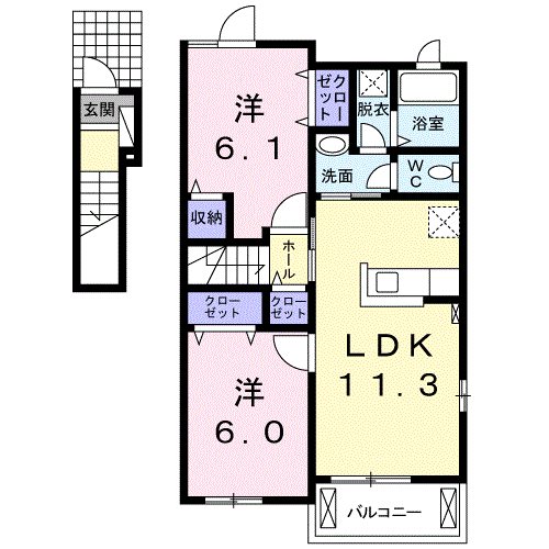 枕崎市木原町のアパートの間取り