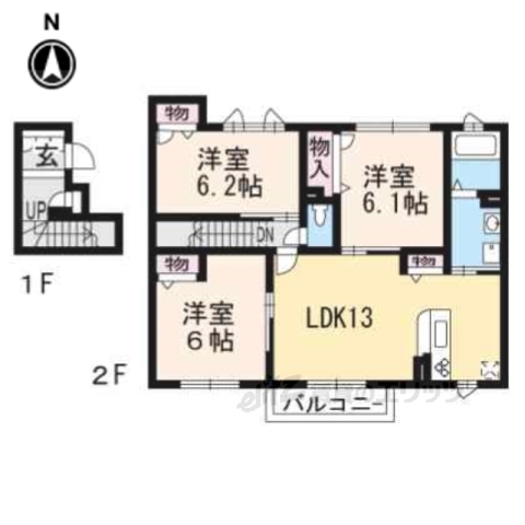 京都市南区久世大薮町のアパートの間取り