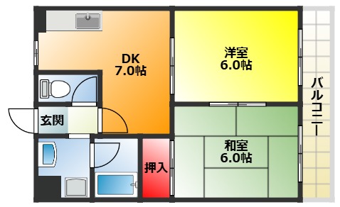 ＪＲおおさか東線 ＪＲ淡路駅 徒歩4分 4階建 築37年の間取り写真