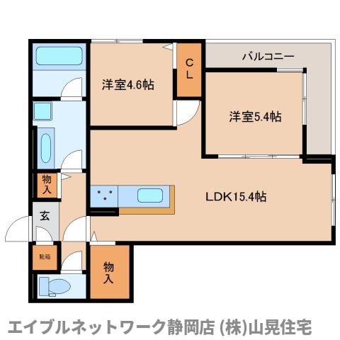 静岡市葵区北安東のアパートの間取り