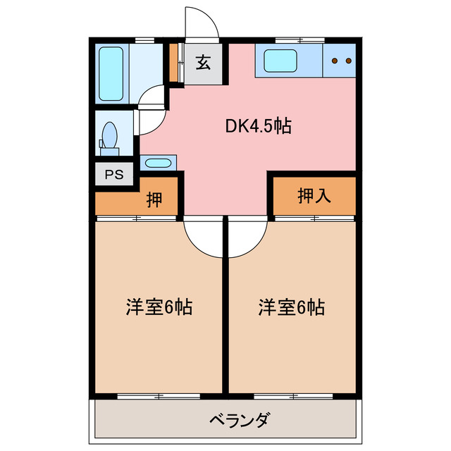 松阪市挽木町のマンションの間取り