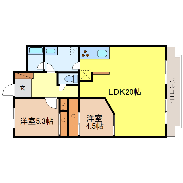 大津市萱野浦のマンションの間取り